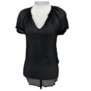 Ella Moss black sheer polka dot cap sleeve top